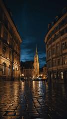 Wall Mural - night in european city landscape background