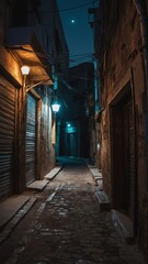 Wall Mural - night in middle eastern city alleyway background