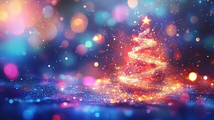 Christmas colorful background in futuristic digital style for your design. 