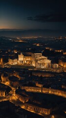 Wall Mural - night in roman empire aerial view background