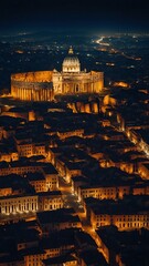 Wall Mural - night in roman empire aerial view background