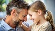 © Diana - A heartwarming close-up of a father and daughter sharing a joyful, affectionate moment, with their foreheads touching and smiling faces, symbolizing love and family bonding.
