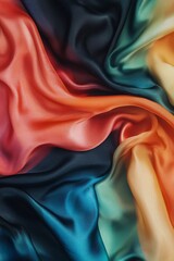 Sticker - Elegant and abstract background with vibrant, flowing colors in luxurious silk fabric