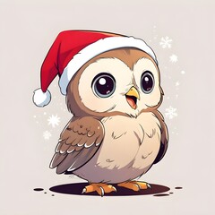 A very cute christmas Baby Owl cartoon