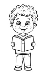 Sticker - boy and book coloring