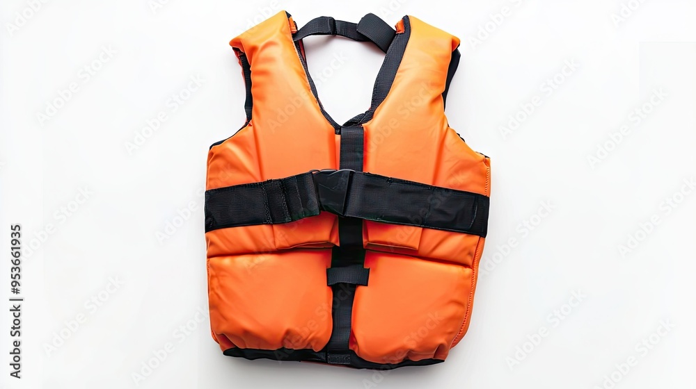 Orange life jacket for children isolated on white, perfect for swimming ...