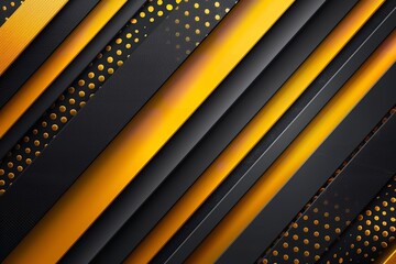 Poster - Abstract Drawing of Yellow and Black Diagonal Geometric Lines. Generative Ai