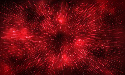 Wall Mural - Abstract red night sky star zoom speed space galaxy background vector