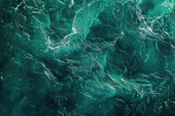 Wall Mural - Soft focus top view of dark green water with sunlight shapes. Vibrant aqua texture background.