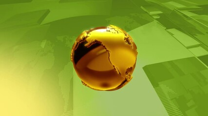 Poster - news background. golden earth globe with map of world .3d render background.
