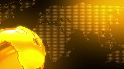 Poster - news background. golden earth globe with map of world .3d render background.