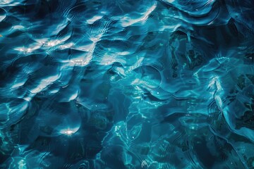 Wall Mural - Abstract blue water surface with sunlight shapes for summer patterns.