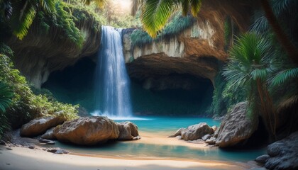 Wall Mural - waterfall in jungle