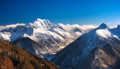 Wall Mural - snowy mountain peaks suitable as cover or background