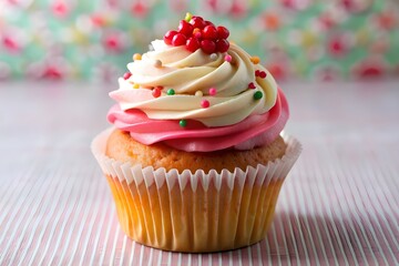 cupcake with frosting and sprinkles