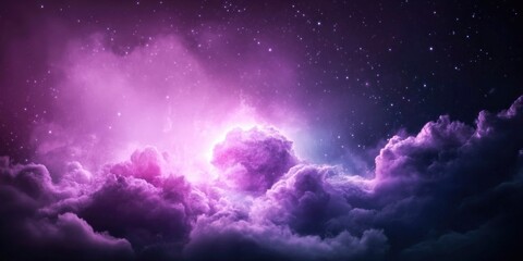 purple and blue cloud in the sky with many stars on space