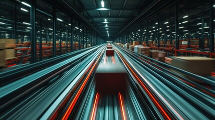 Poster - Automated Package Conveyor System with Motion Blur