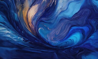 Abstract blue and purple wavy background. Fractal art. ai generative