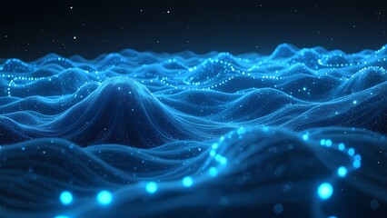 Grid of Glowing Blue Light Strands Forming an Intricate Web of Energy Loops