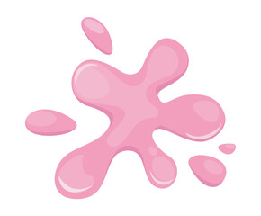 Poster - Pink paint splash depicted in a flat vector illustration style featuring smooth rounded shapes and a glossy finish