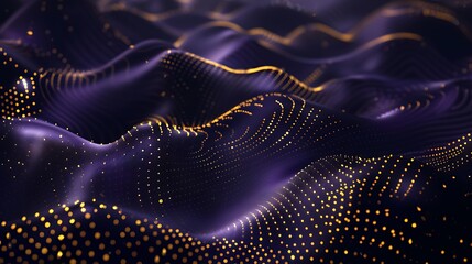 Poster - Abstract Golden Dots on a Wavy Purple Surface