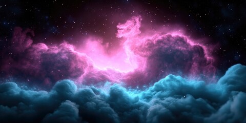 purple and blue cloud in the sky with many stars on space