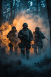 © S photographer - special forces soldier Currently performing duties in the forest, a smoky mission location