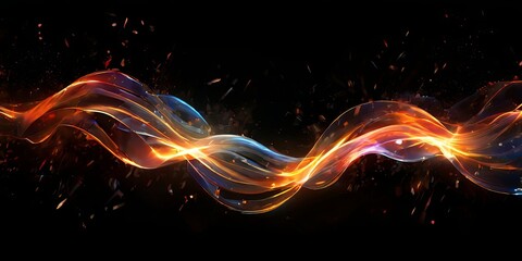 Canvas Print - A long, colorful, and wavy line of fire