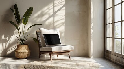 Wall Mural - Laptop Mockup On A Chair