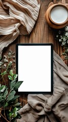 Wall Mural - Tablet with white screen on the table