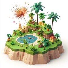 Wall Mural - Isometric Illustration of 3d Zimbabwe with firework in new year icon