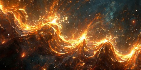 A fiery, glowing wave of light in space