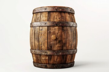 image of classic wood barrel on white background
