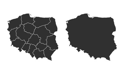 Poland map with regions isolated on white background. Vector illustration