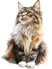  Regal Maine Cat with Opulent Majestic Feline Presence in Stunning Digital Painting