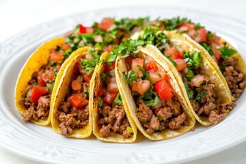 Delicious Tacos with Ground Beef, Tomatoes, and Cilantro