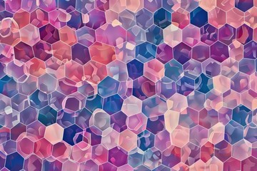 Wall Mural - Abstract background with hexagonal patterns in various shades of pink, purple, and blue