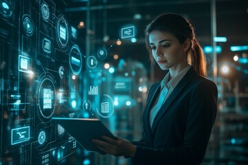 Poster - A Business Professional Who Specializes in Analyzing Data Insights within a CuttingEdge HighTech Environment That Utilizes Current Innovations and Technologies for Improved Efficiency and Growth
