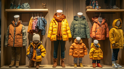 Wall Mural - Winter children's clothing in the store