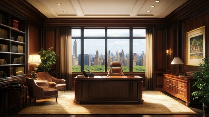 Wall Mural - Luxurious Office Interior with City View