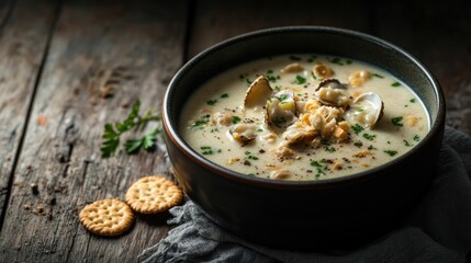 Poster - Creamy Clam Chowder with Crackers