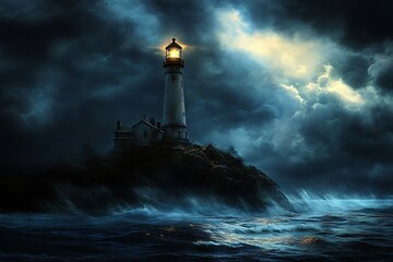 Wall Mural - lighthouse in the night