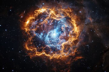 Wall Mural - a close-up of a vibrant nebula with stars, glowing with the heat of nearby stars and illuminated by 