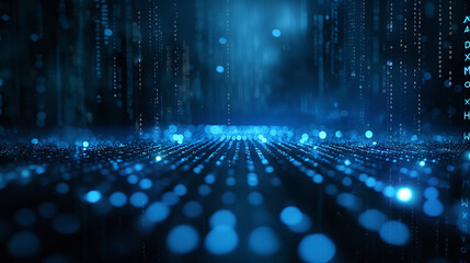 Fototapete - Digital binary code matrix background ,data flow,data lake,big data concept.