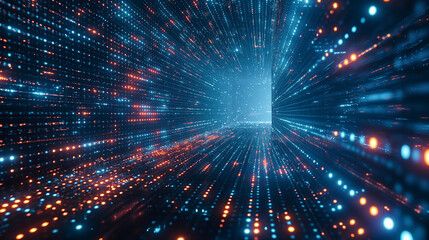Fototapete - Digital binary code matrix background ,data flow,data lake,big data concept.