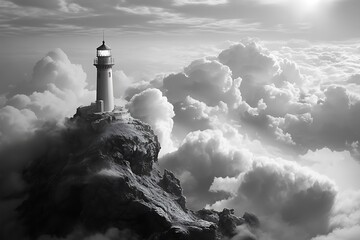 Wall Mural - lighthouse in the clouds