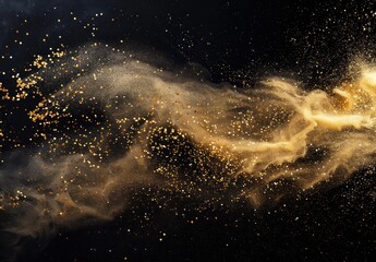 Poster - Golden Dust Explosion on Black Background