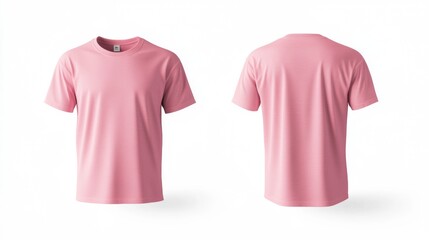 Blank pink short sleeve t-shirt mockup on white background