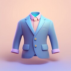 Stylish blue suit jacket floating in a soft pastel background, perfect for fashion, business, and formal wear concepts.