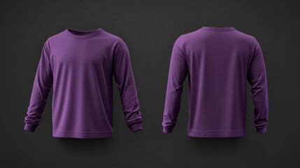 Blank purple long sleeve t-shirt mockup